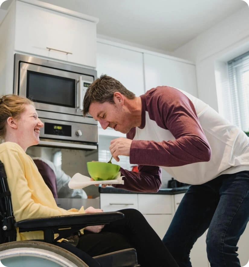 Support worker helping with daily tasks